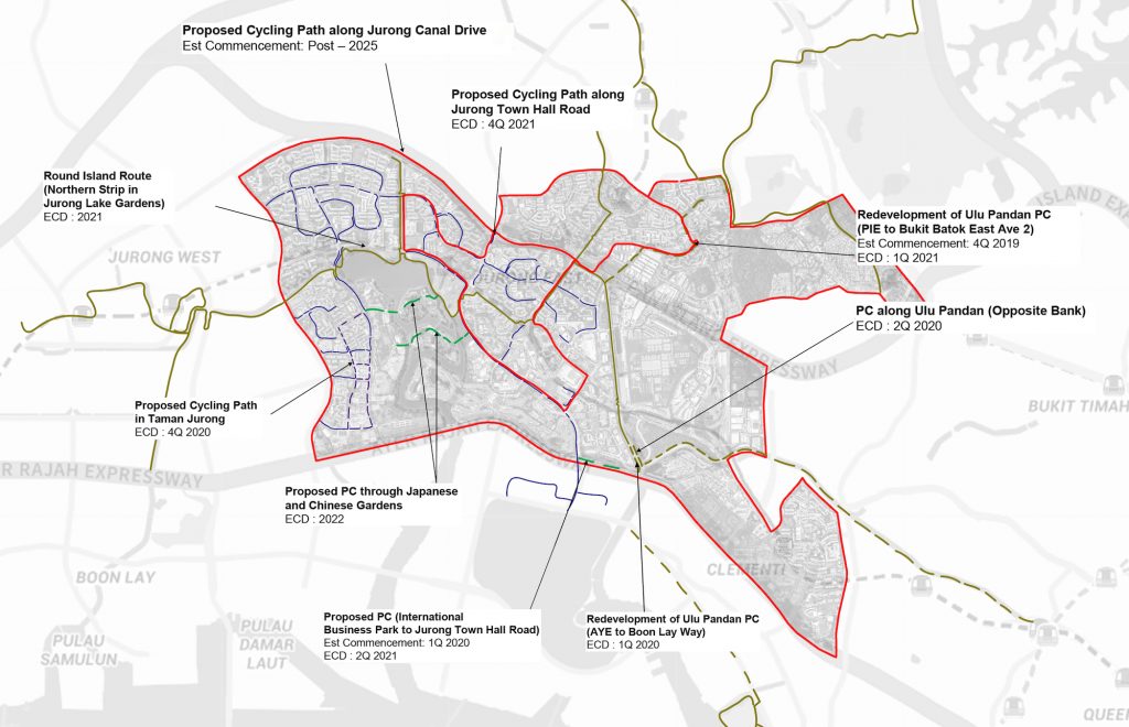 proposed cycling path and a proposed park connector